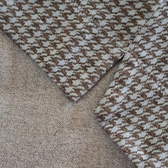 J. Jill Ponte Shirt Women's Medium Blue Gray Houndstooth Classic Preppy Office - Picture 4 of 8